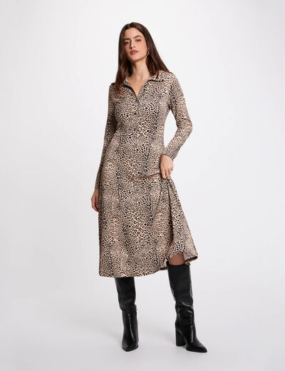 Vestido camisero estampado multicolor mujer