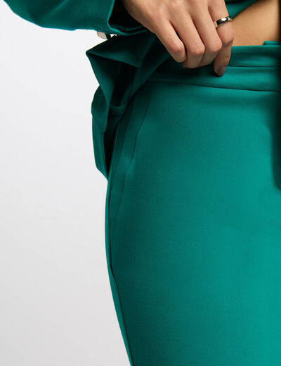 Pantalón cigarette con pinzas azul turquesa mujer