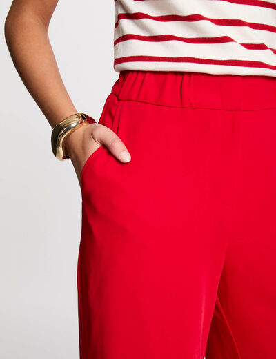 Pantalón pernera ancha rojo mujer