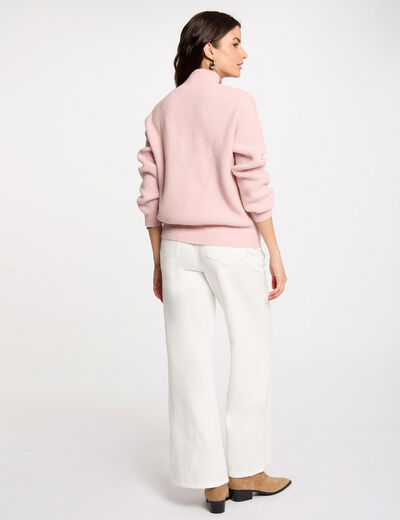 Jersey manga larga con botones rosa claro mujer