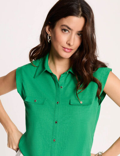 Blusa sin mangas verde pradera mujer