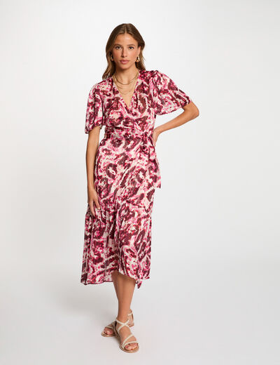 Vestido midi cruzado multicolor mujer