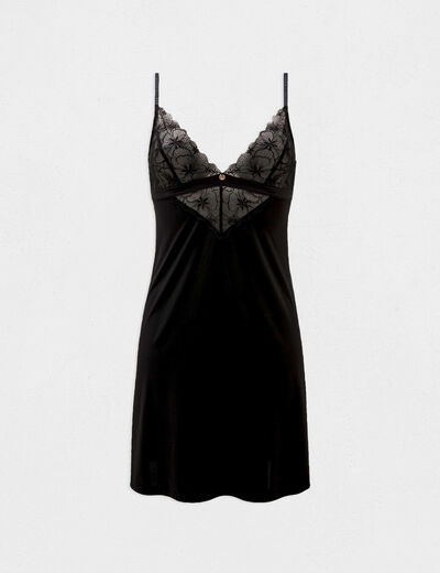 Camisón de encaje negro mujer