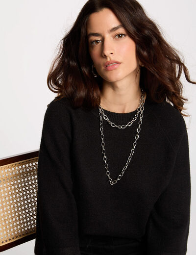 Jersey extragrande manga 3/4 negro mujer