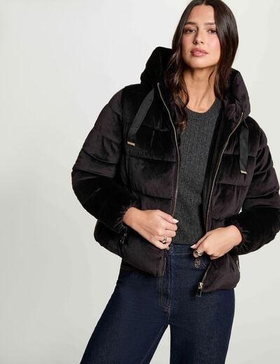 Chaqueta corta de terciopelo negro mujer