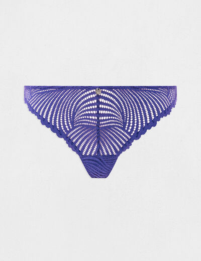 Tanga de encaje azul marino mujer