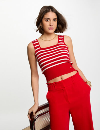 Top punto tirantes anchos rojo mujer