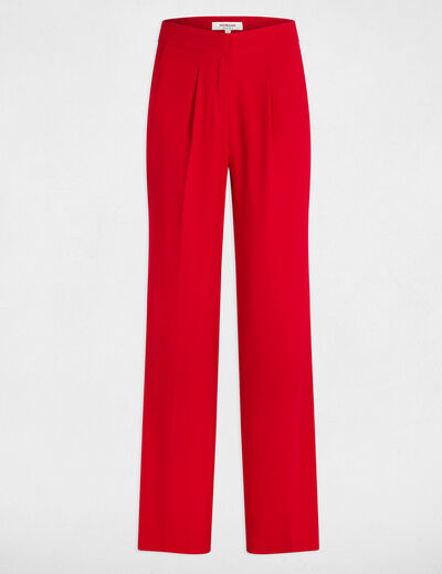 Pantalón pernera ancha pinzas rojo mujer