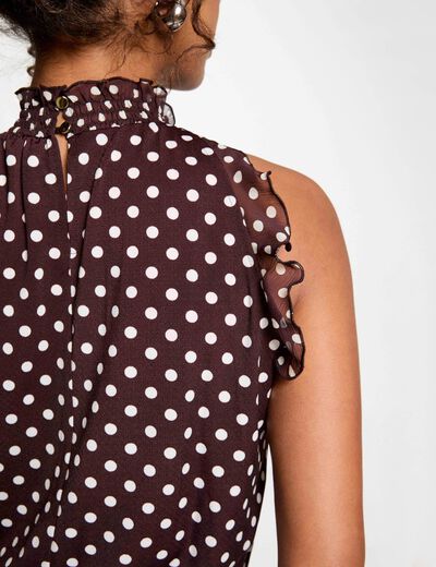Top de cuello alto marr&oacute;n oscuro mujer