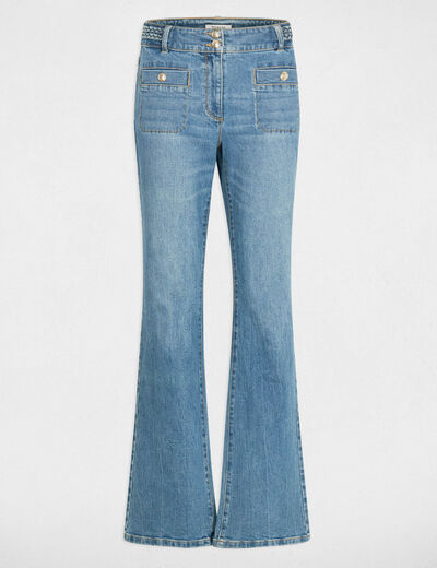 Vaquero bootcut trenzado denim stone mujer