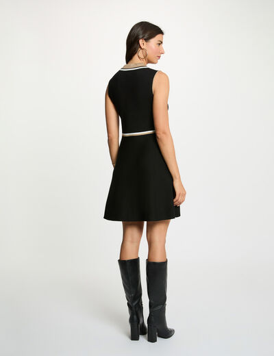 Vestido de punto con cuello vuelto negro mujer
