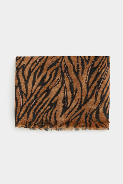 Fular estampado animal marrón mujer