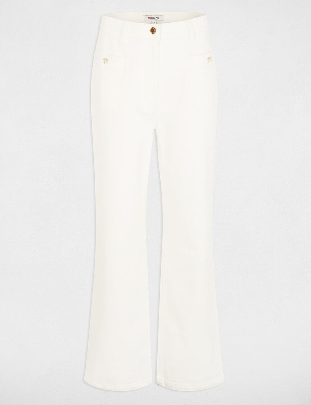 Jean ancho 7/8 blanco mujer
