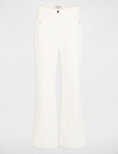 Jean ancho 7/8 blanco mujer