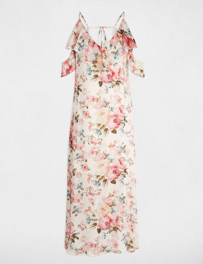 Vestido largo recto estampado multicolor mujer