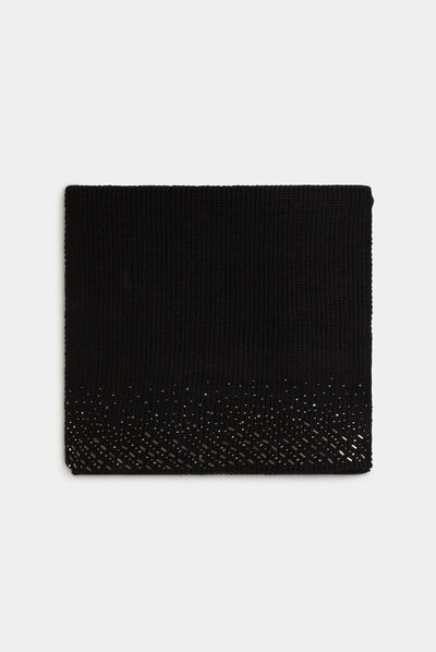Bufunda de punto con strass negro mujer