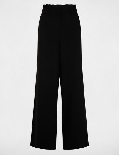 Pantal&oacute;n ancho de tiro alto negro mujer