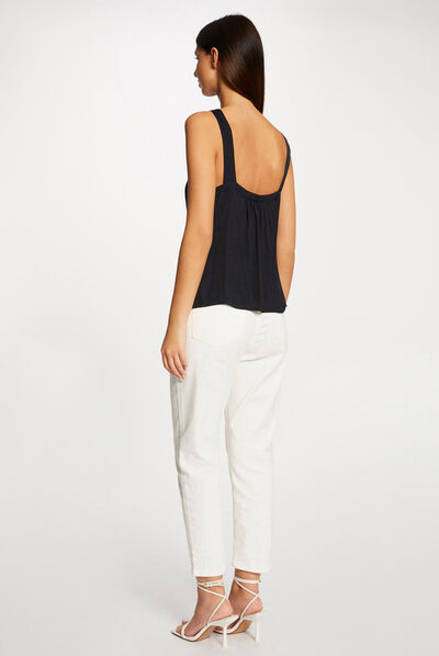 Blusa con tirantes anchos con encaje marino mujer