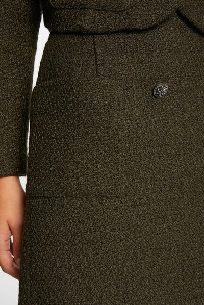 Falda recta con botones verde oscuro mujer