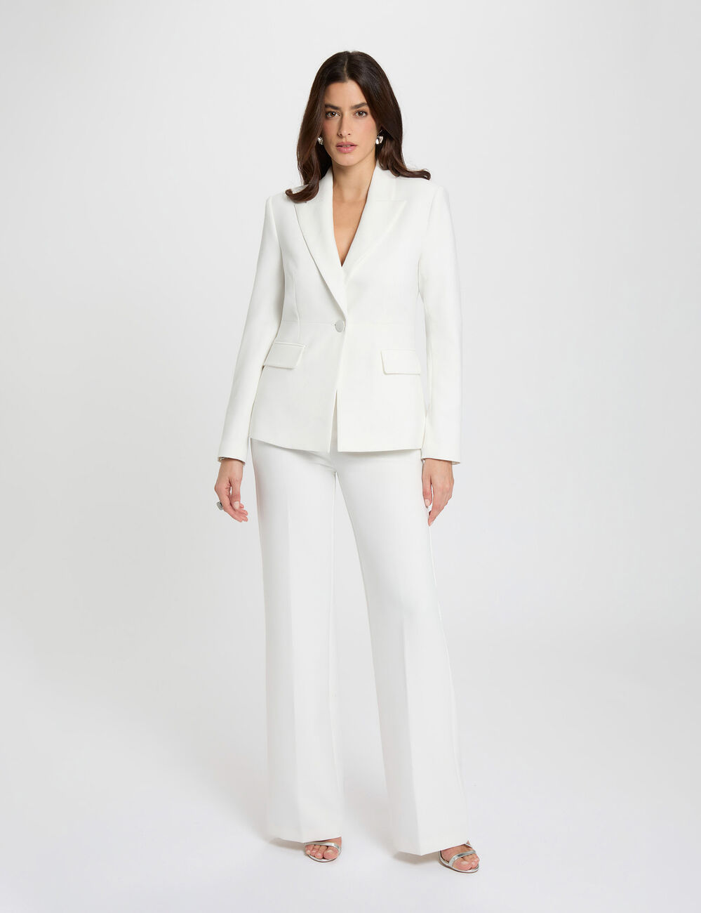 Chaqueta entallada de encaje blanco mujer