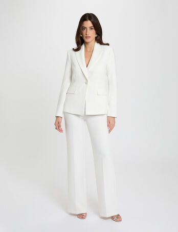 Chaqueta entallada de encaje blanco mujer
