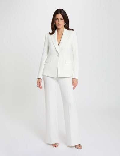 Chaqueta entallada de encaje blanco mujer