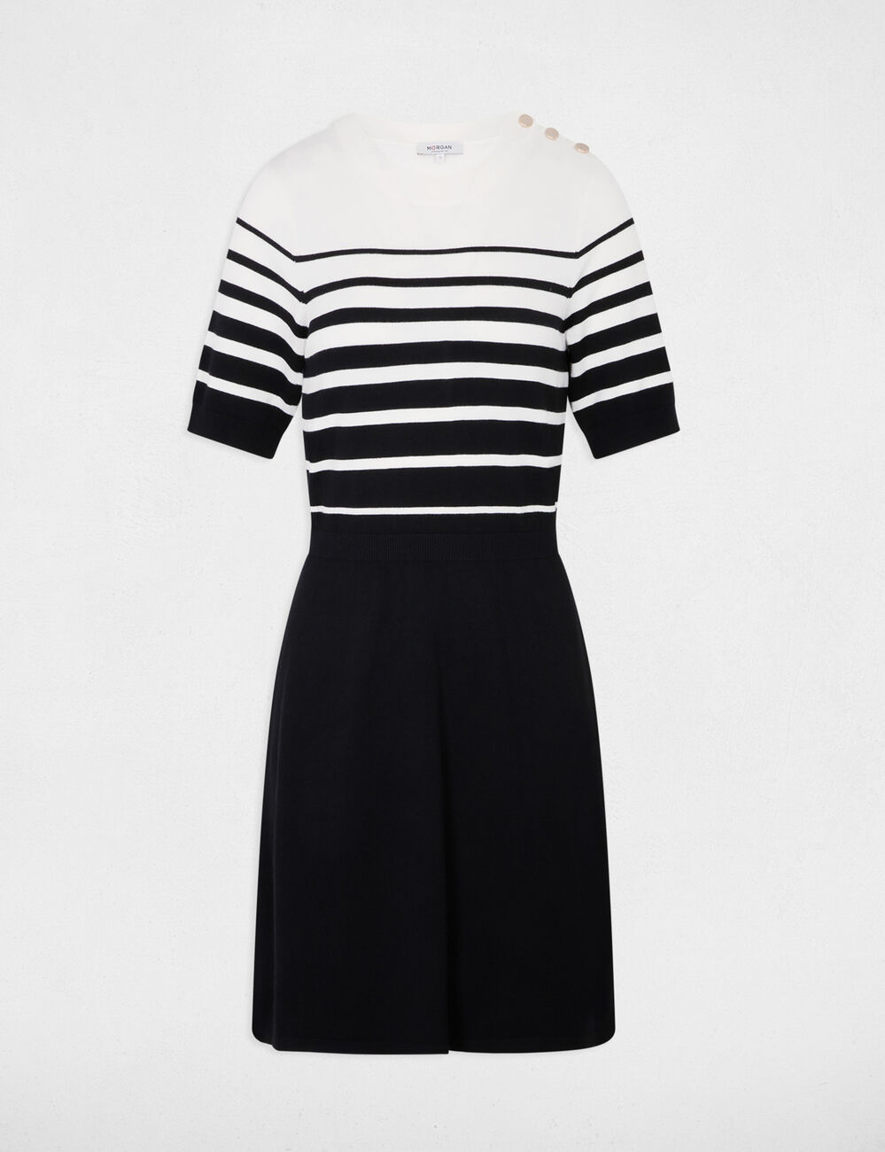 Vestido de punto corto ajustado negro mujer