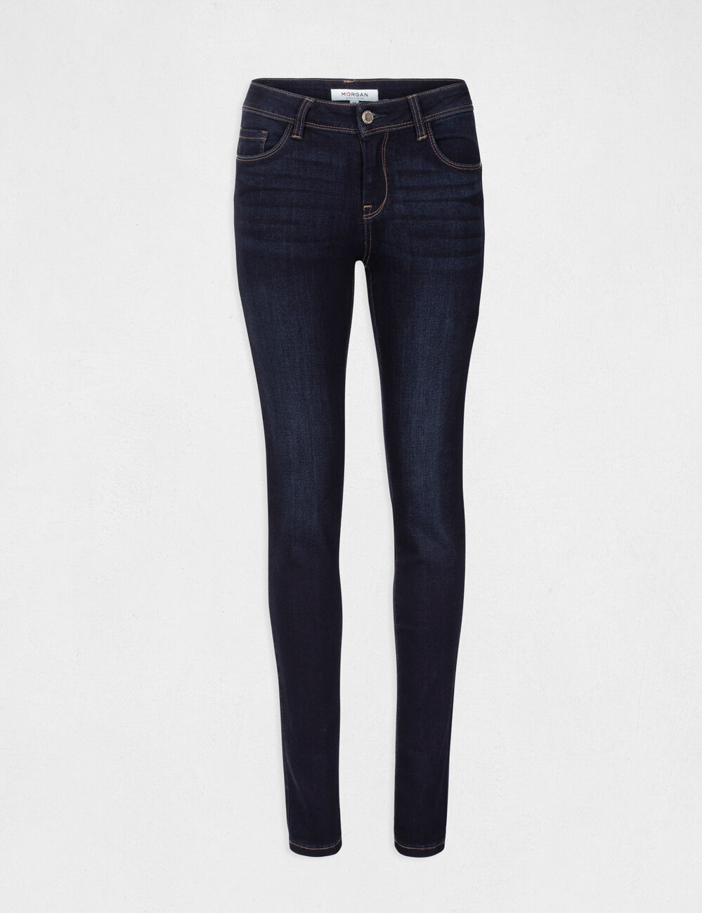 Vaquero slim talle est&aacute;ndar denim crudo mujer