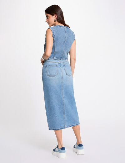 Chaleco vaquero sin mangas denim stone mujer