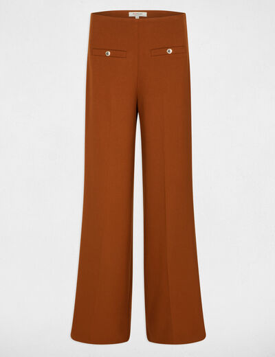 Pantal&oacute;n ancho de tiro alto marr&oacute;n co&ntilde;ac mujer