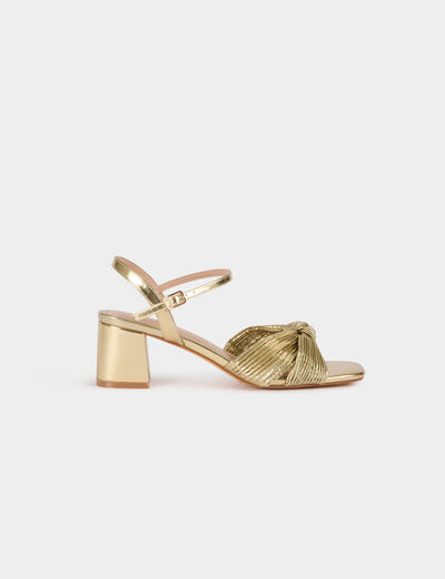 Sandalia con lazo amarillo oro mujer