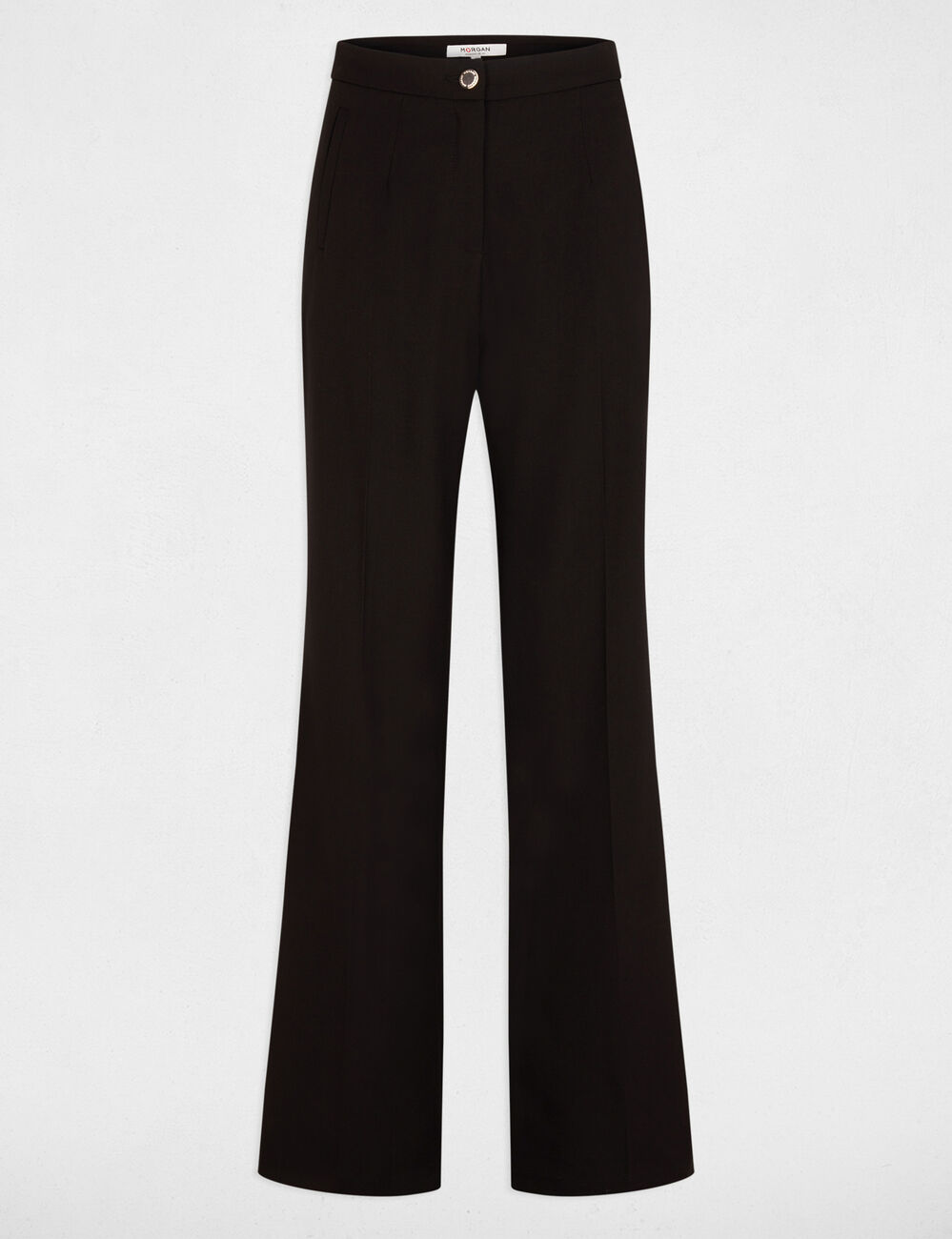 Pantalón flare con pinzas negro mujer