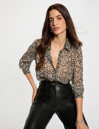 Camisa fluida estampada multicolor mujer