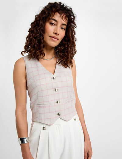 Chaleco sin mangas estampado multicolor mujer