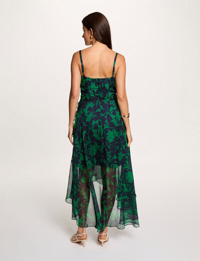 Vestido midi cruzado verde pradera mujer