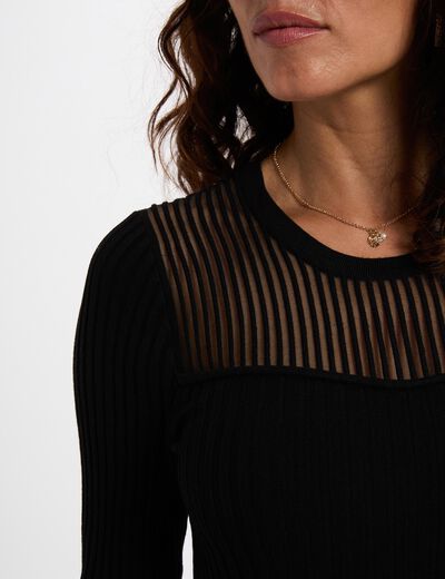 Vestido largo calado negro mujer