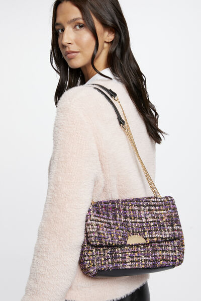 Bolso con bandolera de cadena violeta mujer