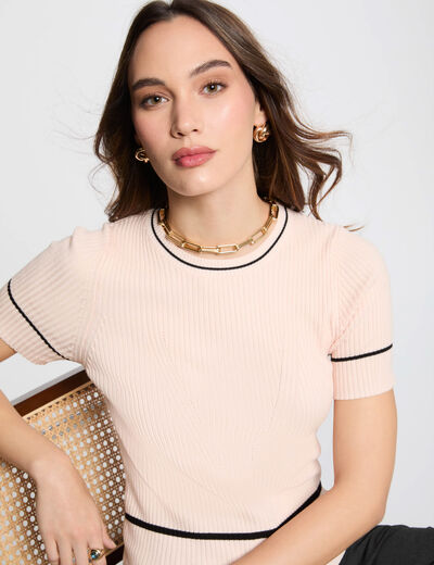 Jersey manga corta rosa claro mujer