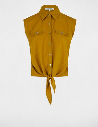 Blusa sin mangas amarillo mostaza mujer