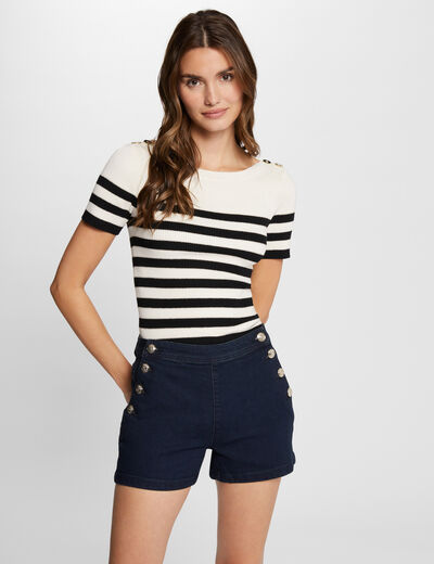 Short vaquero ajustado denim crudo mujer