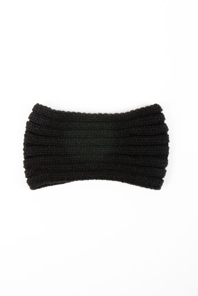 Diadema con detalle de perlas negro mujer