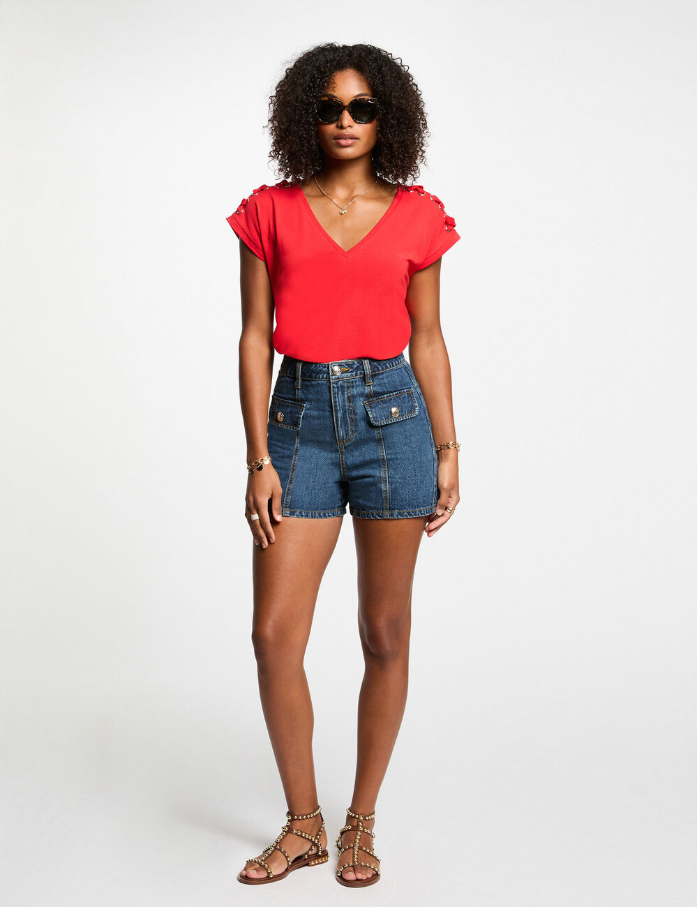 Camiseta manga corta rojo mujer