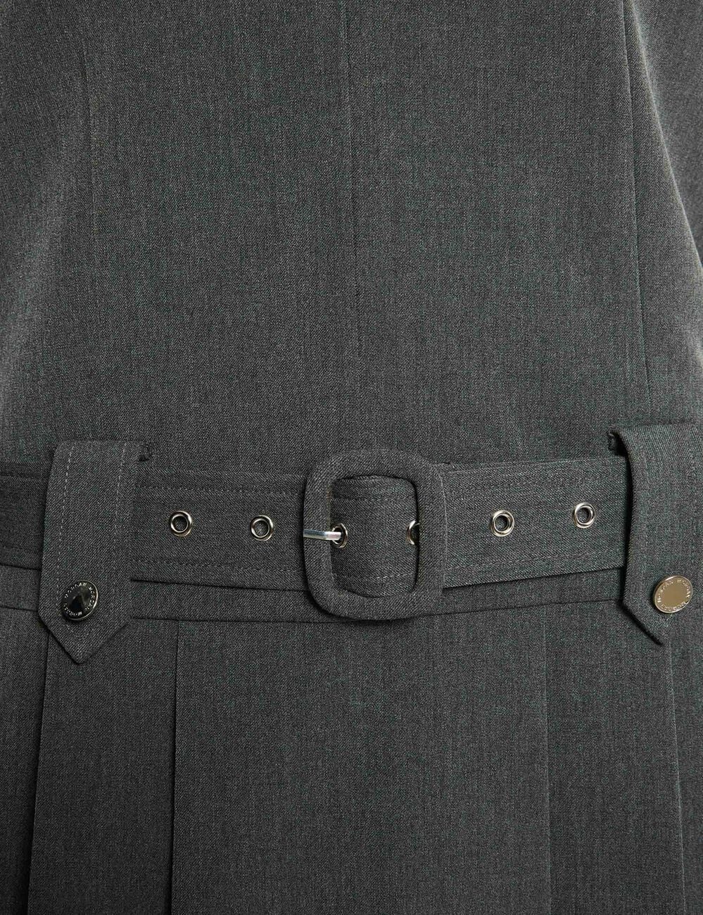 Vestido con cintur&oacute;n y cuello en V gris moyen mujer