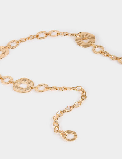 Cinturón de cadena martillada amarillo oro mujer