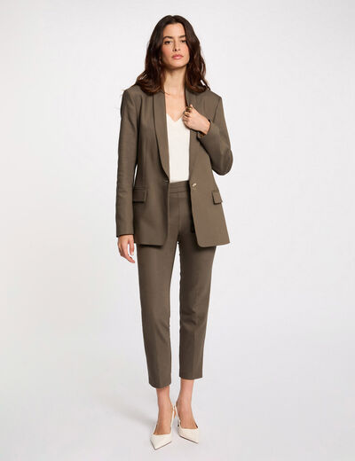 Pantalón cigarette estilo corto verde caqui mujer
