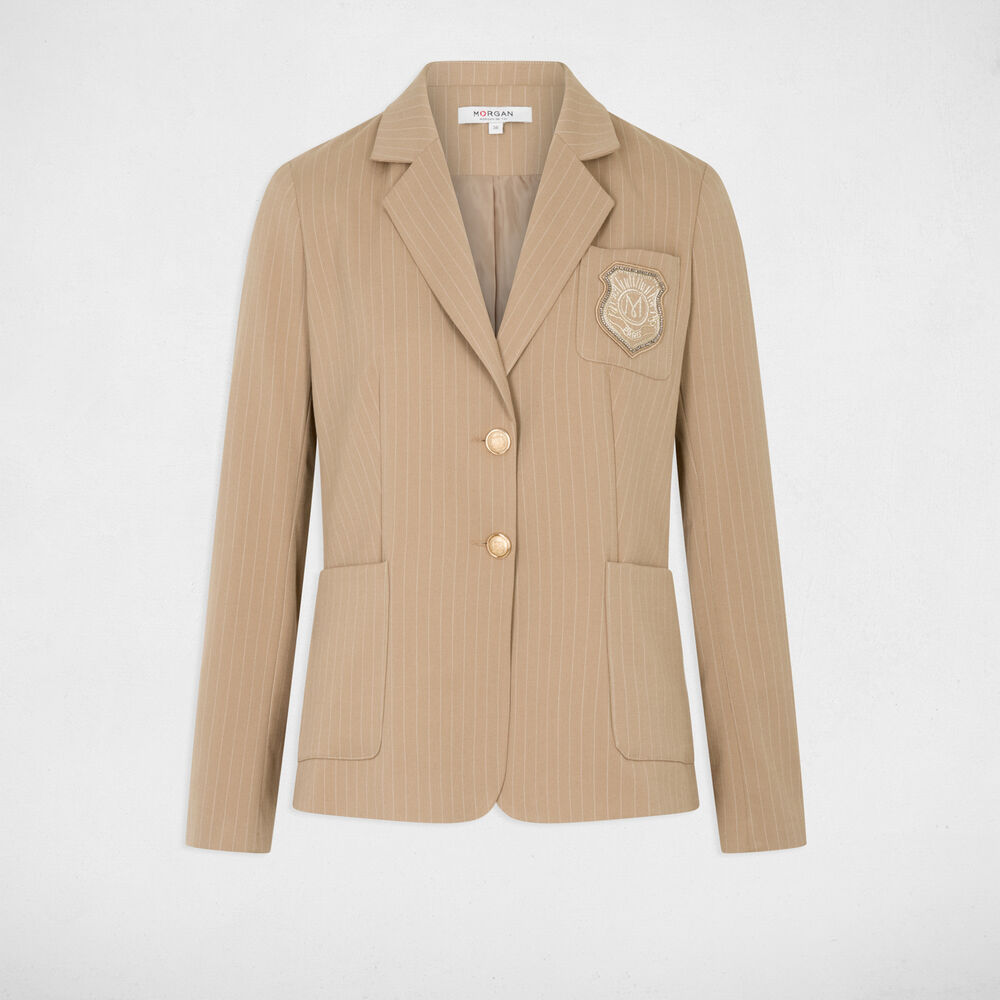 Blazer recto a rayas topo mujer