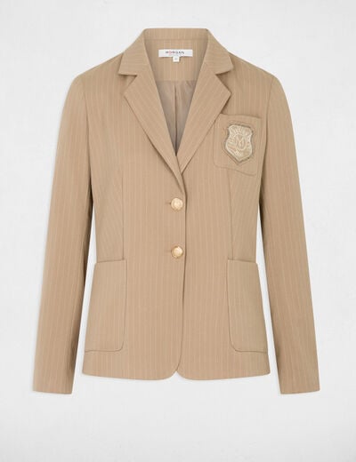 Blazer recto a rayas topo mujer