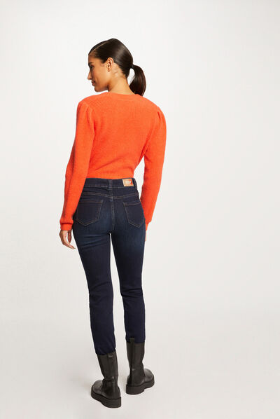 Vaquero slim talle alto vaquero en bruto mujer
