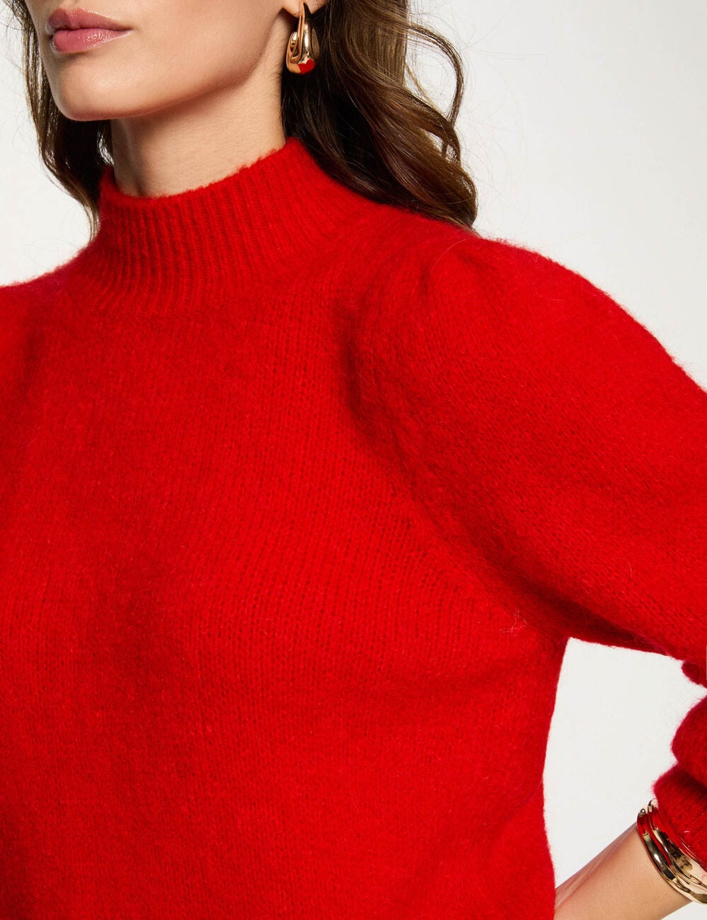 Jersey con cuello alto rojo mujer