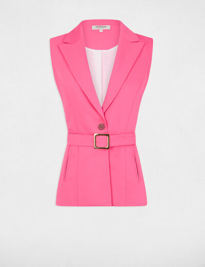 Chaqueta corta sin manga rosa mujer